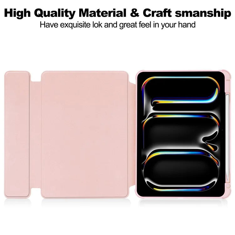 For iPad Pro 11 (2024) Case Rotary Stand Leather+Acrylic Tablet Cover (without Keyboard)
