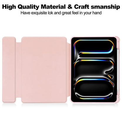 For iPad Pro 11 (2024) Case Rotary Stand Leather+Acrylic Tablet Cover (without Keyboard)