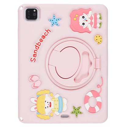For iPad Air (2020) / (2022) / iPad Pro 11 (2018) / (2020) / (2021) / (2022) Kickstand Case Sandbeach Girl Silicone Tablet Cover
