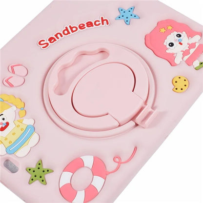 For iPad Air (2020) / (2022) / iPad Pro 11 (2018) / (2020) / (2021) / (2022) Kickstand Case Sandbeach Girl Silicone Tablet Cover