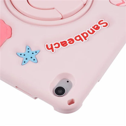 For iPad 10.9 (2022) Case Sandbeach Girl Pattern PC Kickstand Solicone Tablet Cover