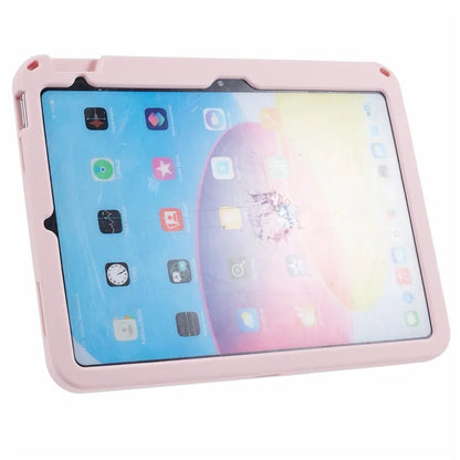 For iPad 10.9 (2022) Silicone Case with Lanyard Sandbeach Girl Pattern Kickstand Tablet Cover