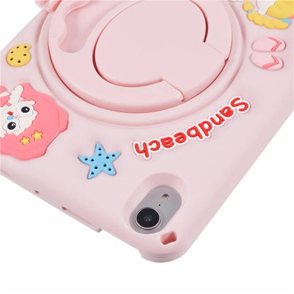 For iPad mini (2021) Silicone Tablet Case Sandbeach Girl Pattern Cover with PC Kickstand
