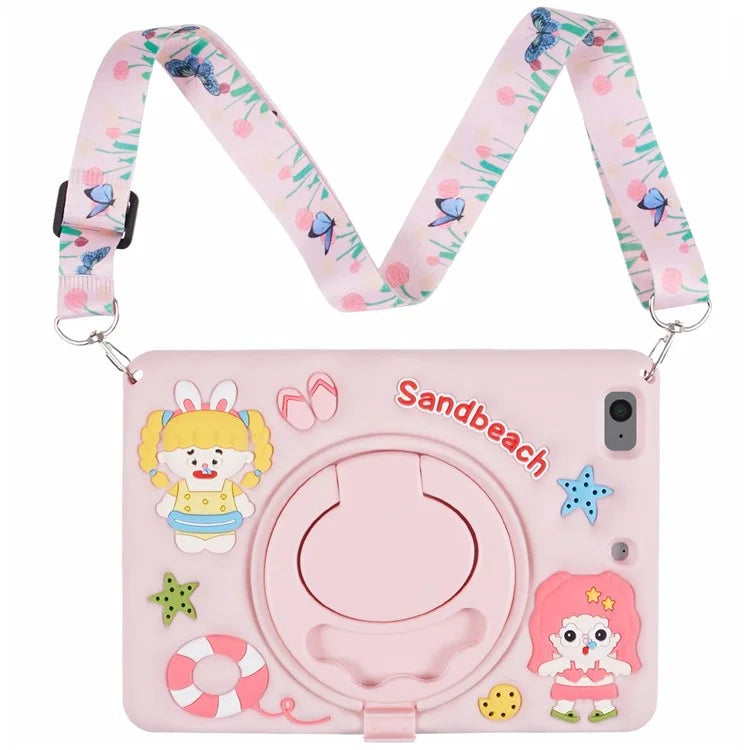 For iPad mini (2019) 7.9 inch / mini 4 / mini 3 / Mini 2 / Mini Tablet Silicone Case with Lanyard and Kickstand
