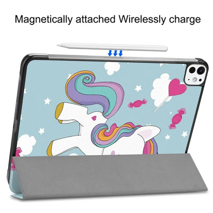 For iPad Pro 11 (2024) Case Trifold Stand PU Leather Pattern Smart Tablet Cover