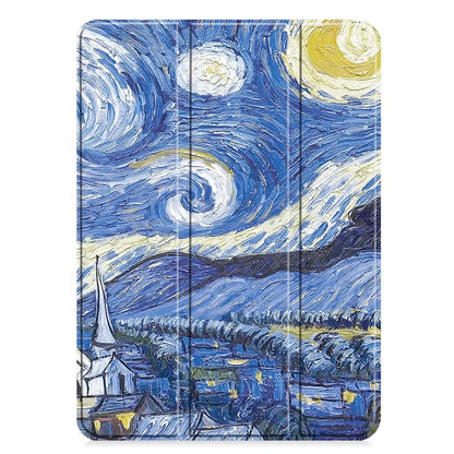 For iPad Pro 11 (2024) Case Trifold Stand PU Leather Pattern Smart Tablet Cover