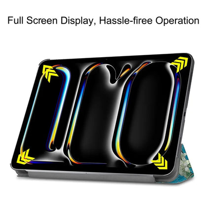 For iPad Pro 11 (2024) Case Trifold Stand PU Leather Pattern Smart Tablet Cover