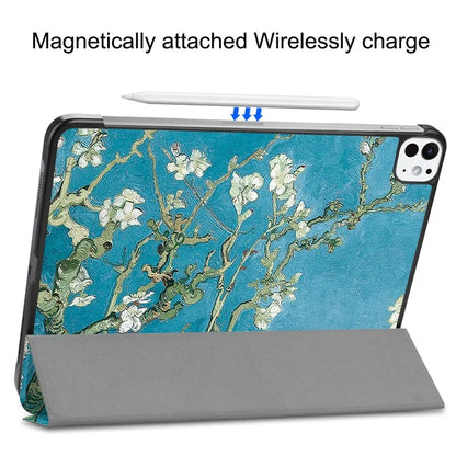 For iPad Pro 11 (2024) Case Trifold Stand PU Leather Pattern Smart Tablet Cover