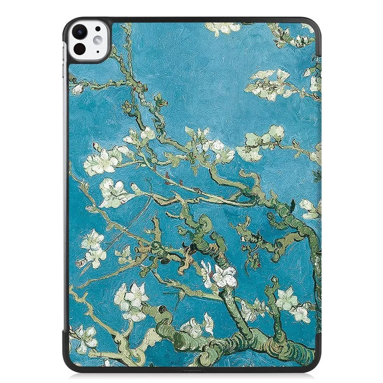 For iPad Pro 11 (2024) Case Trifold Stand PU Leather Pattern Smart Tablet Cover