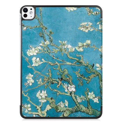 For iPad Pro 11 (2024) Case Trifold Stand PU Leather Pattern Smart Tablet Cover