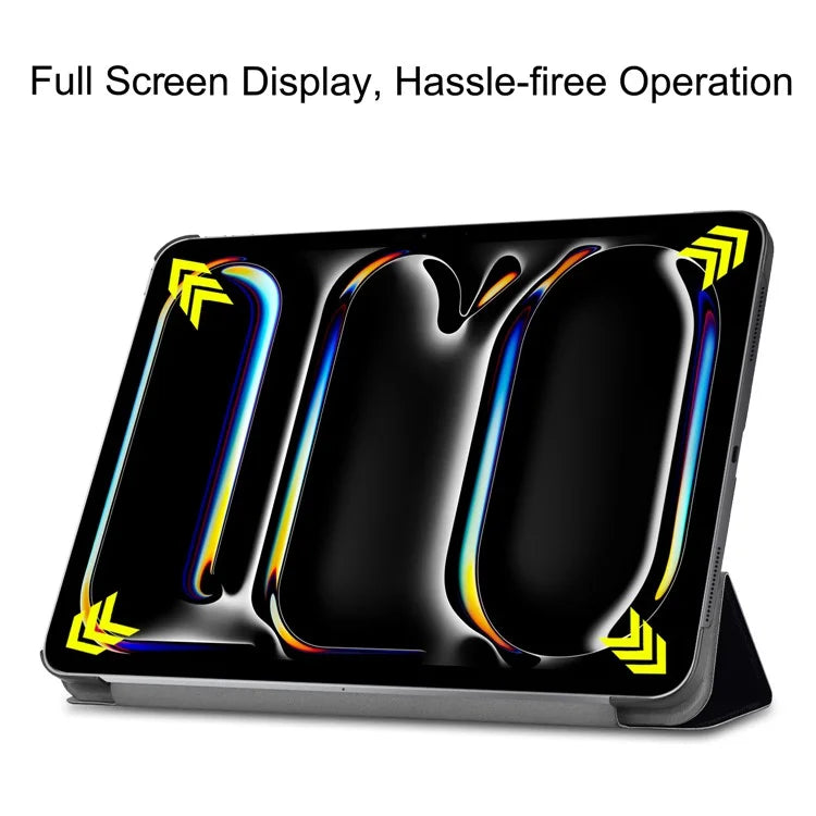 For iPad Pro 11 (2024) Case Trifold Stand PU Leather Pattern Smart Tablet Cover