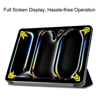 For iPad Pro 11 (2024) Case Trifold Stand PU Leather Pattern Smart Tablet Cover