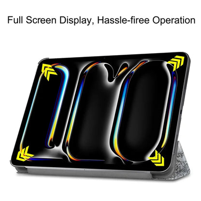 For iPad Pro 11 (2024) Case Trifold Stand PU Leather Pattern Smart Tablet Cover