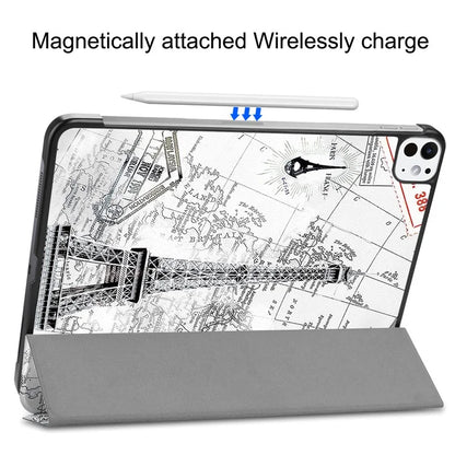 For iPad Pro 11 (2024) Case Trifold Stand PU Leather Pattern Smart Tablet Cover