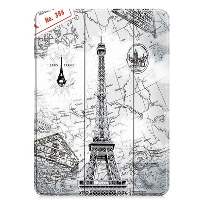 For iPad Pro 11 (2024) Case Trifold Stand PU Leather Pattern Smart Tablet Cover