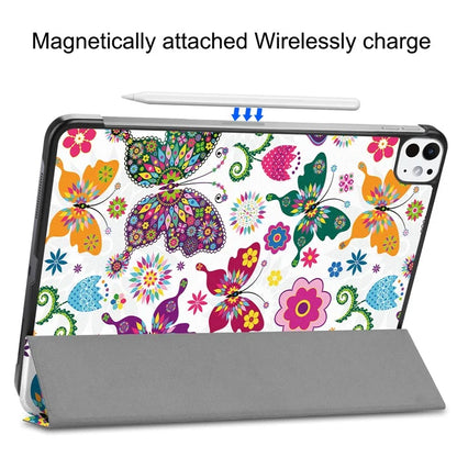 For iPad Pro 11 (2024) Case Trifold Stand PU Leather Pattern Smart Tablet Cover