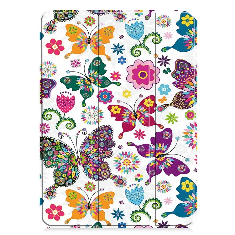 For iPad Pro 11 (2024) Case Trifold Stand PU Leather Pattern Smart Tablet Cover