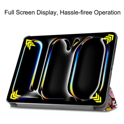 For iPad Pro 11 (2024) Case Trifold Stand PU Leather Pattern Smart Tablet Cover