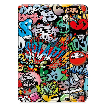 For iPad Pro 11 (2024) Case Trifold Stand PU Leather Pattern Smart Tablet Cover