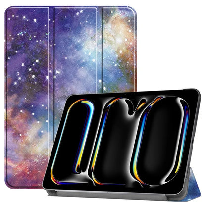 For iPad Pro 11 (2024) Case Trifold Stand PU Leather Pattern Smart Tablet Cover
