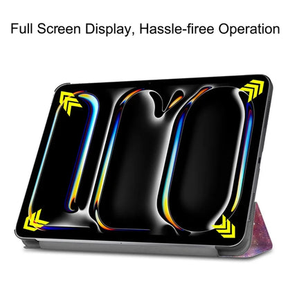For iPad Pro 11 (2024) Case Trifold Stand PU Leather Pattern Smart Tablet Cover