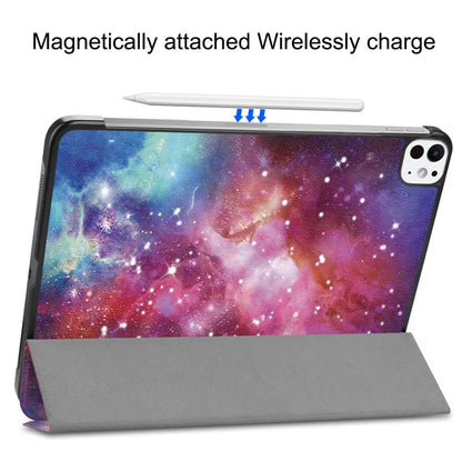 For iPad Pro 11 (2024) Case Trifold Stand PU Leather Pattern Smart Tablet Cover