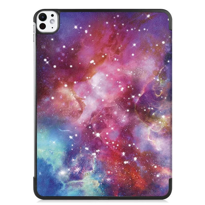 For iPad Pro 11 (2024) Case Trifold Stand PU Leather Pattern Smart Tablet Cover