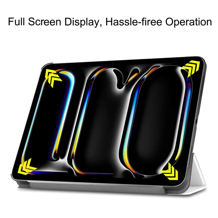 For iPad Pro 11 (2024) Case Trifold Stand PU Leather Pattern Smart Tablet Cover