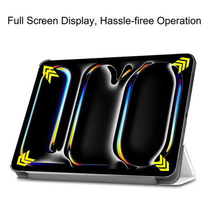 For iPad Pro 11 (2024) Case Trifold Stand PU Leather Pattern Smart Tablet Cover