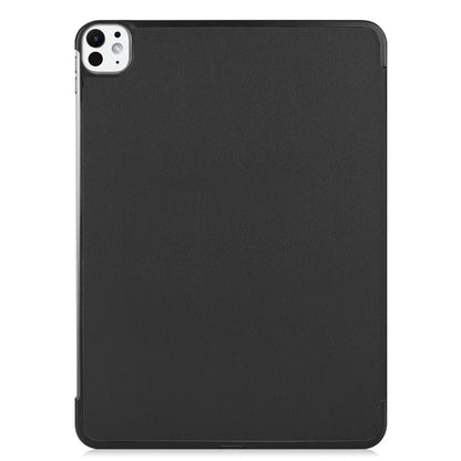 For iPad Pro 11 (2024) Case PC+PU Auto Wake Sleep Tablet Shell with Tri-fold Stand