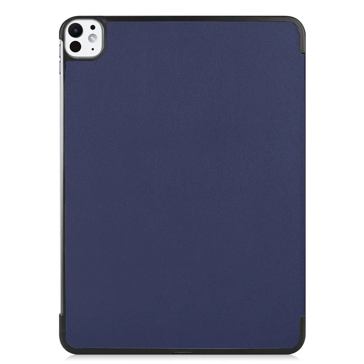 For iPad Pro 11 (2024) Case PC+PU Auto Wake Sleep Tablet Shell with Tri-fold Stand