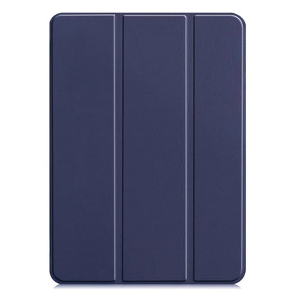 For iPad Pro 11 (2024) Case PC+PU Auto Wake Sleep Tablet Shell with Tri-fold Stand