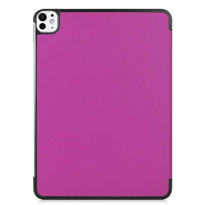 For iPad Pro 11 (2024) Case PC+PU Auto Wake Sleep Tablet Shell with Tri-fold Stand