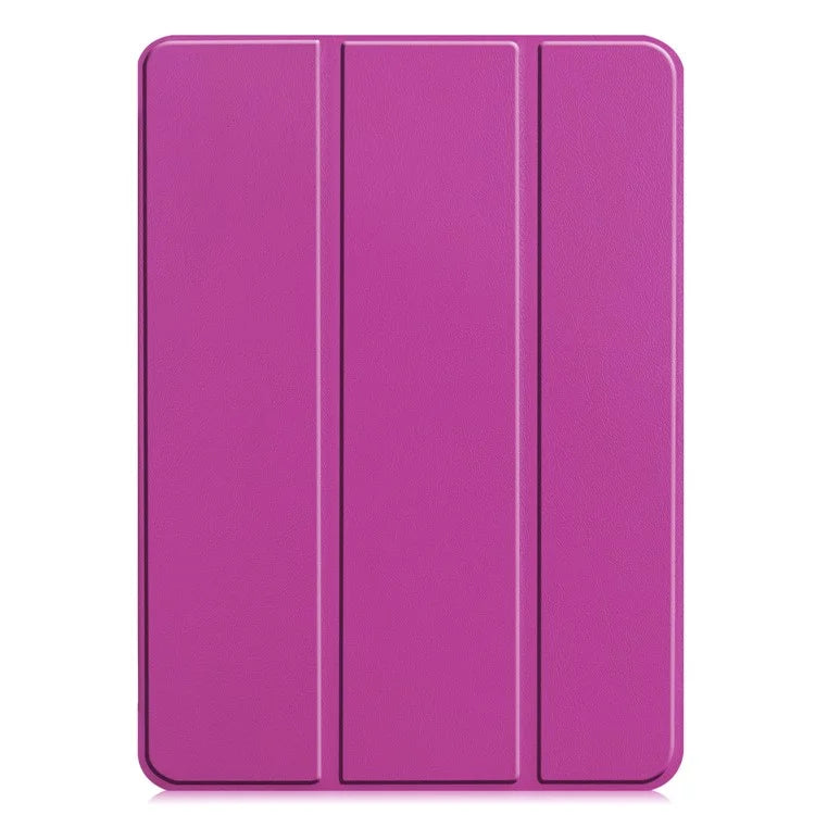 For iPad Pro 11 (2024) Case PC+PU Auto Wake Sleep Tablet Shell with Tri-fold Stand