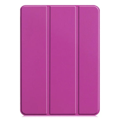 For iPad Pro 11 (2024) Case PC+PU Auto Wake Sleep Tablet Shell with Tri-fold Stand