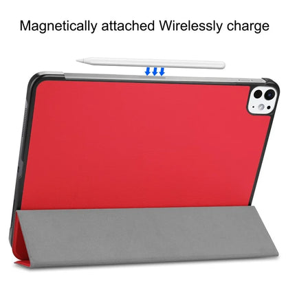 For iPad Pro 11 (2024) Case PC+PU Auto Wake Sleep Tablet Shell with Tri-fold Stand