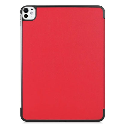 For iPad Pro 11 (2024) Case PC+PU Auto Wake Sleep Tablet Shell with Tri-fold Stand