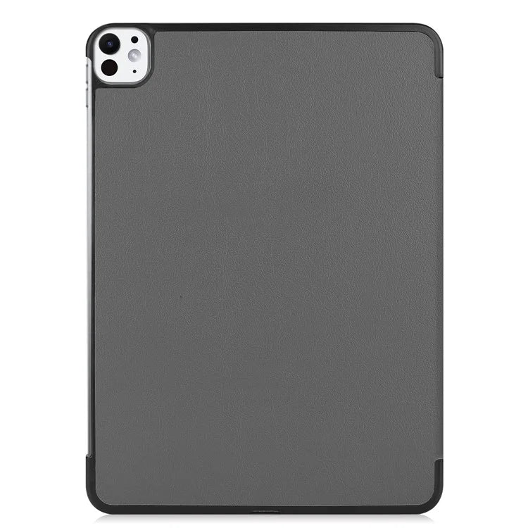 For iPad Pro 11 (2024) Case PC+PU Auto Wake Sleep Tablet Shell with Tri-fold Stand