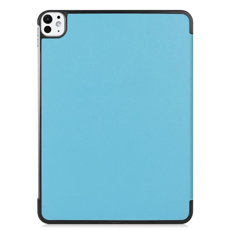 For iPad Pro 11 (2024) Case PC+PU Auto Wake Sleep Tablet Shell with Tri-fold Stand