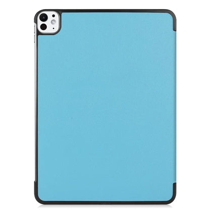 For iPad Pro 11 (2024) Case PC+PU Auto Wake Sleep Tablet Shell with Tri-fold Stand
