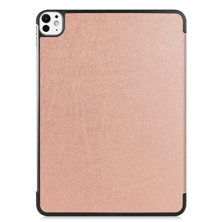 For iPad Pro 11 (2024) Case PC+PU Auto Wake Sleep Tablet Shell with Tri-fold Stand