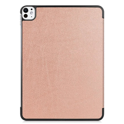 For iPad Pro 11 (2024) Case PC+PU Auto Wake Sleep Tablet Shell with Tri-fold Stand
