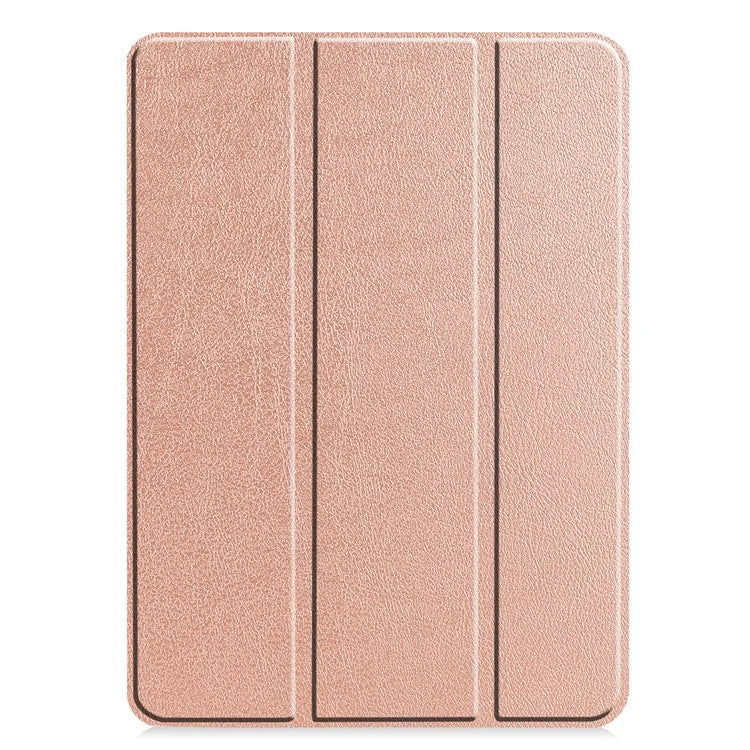 For iPad Pro 11 (2024) Case PC+PU Auto Wake Sleep Tablet Shell with Tri-fold Stand
