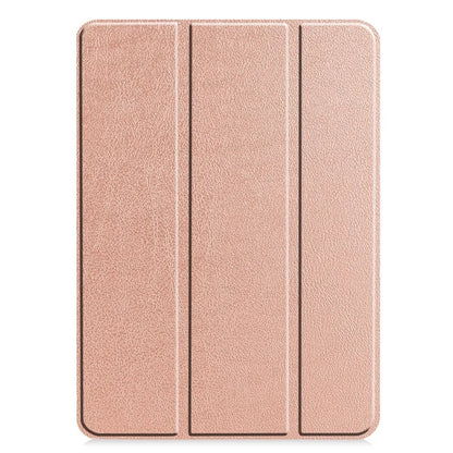 For iPad Pro 11 (2024) Case PC+PU Auto Wake Sleep Tablet Shell with Tri-fold Stand