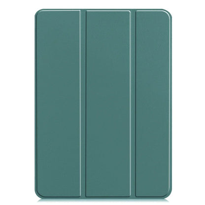 For iPad Pro 11 (2024) Case PC+PU Auto Wake Sleep Tablet Shell with Tri-fold Standish Green