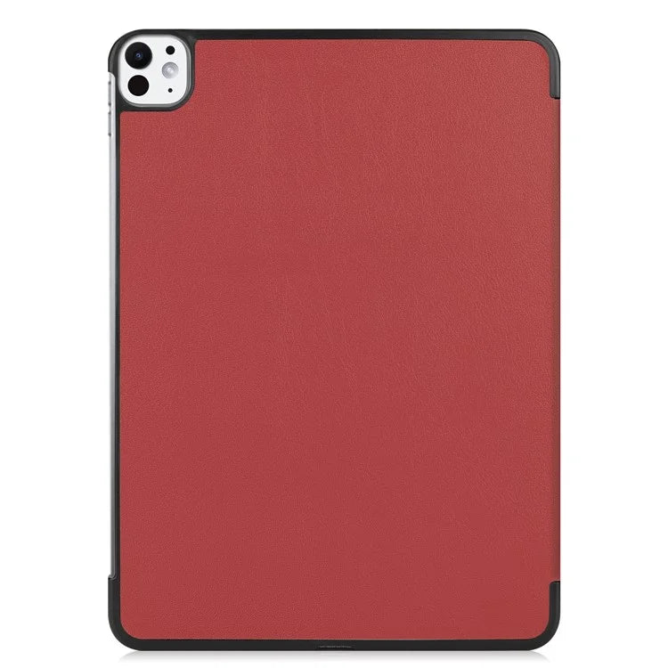 For iPad Pro 11 (2024) Case PC+PU Auto Wake Sleep Tablet Shell with Tri-fold Stand