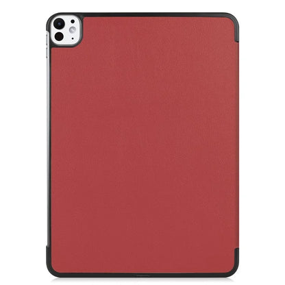 For iPad Pro 11 (2024) Case PC+PU Auto Wake Sleep Tablet Shell with Tri-fold Stand