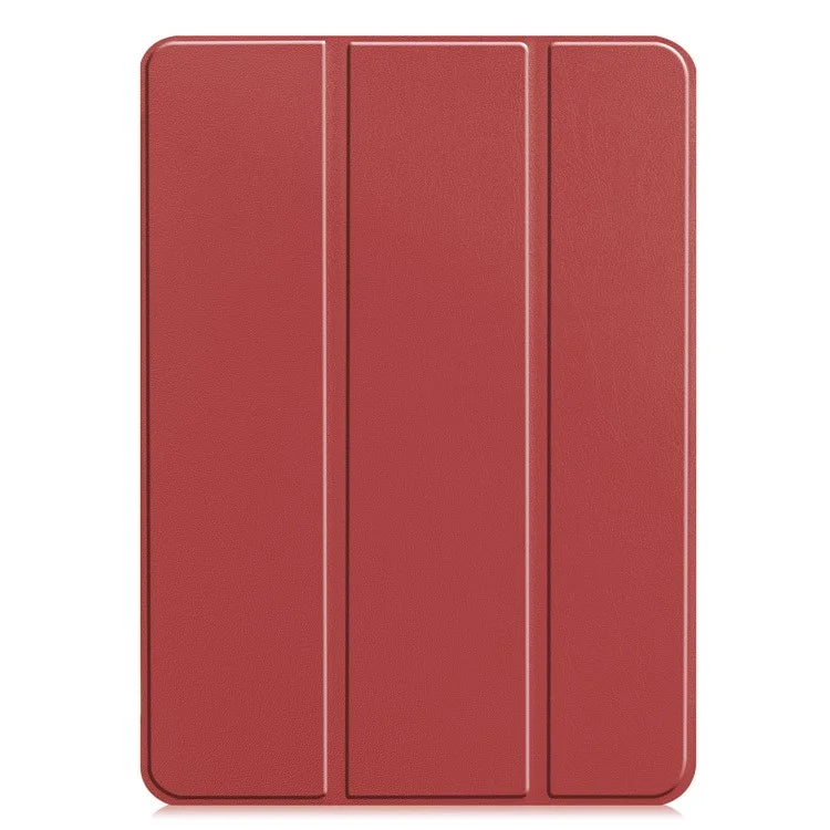 For iPad Pro 11 (2024) Case PC+PU Auto Wake Sleep Tablet Shell with Tri-fold Stand