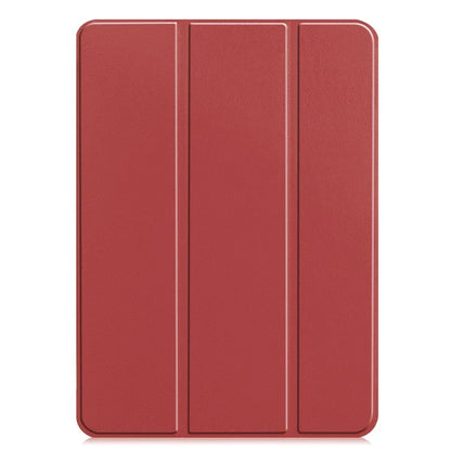 For iPad Pro 11 (2024) Case PC+PU Auto Wake Sleep Tablet Shell with Tri-fold Stand