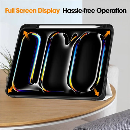 For iPad Pro 11 (2024) Case Pattern Printing PU Leather Tri-fold Stand Cover with Pen Slot